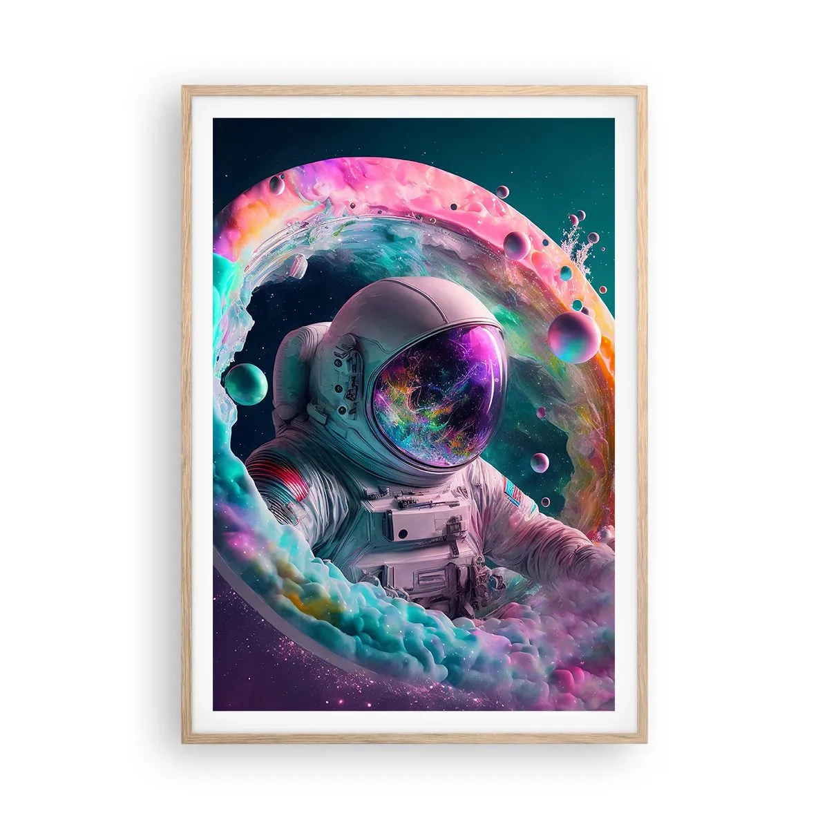 Póster en marco roble claro - Puerta estelar - 70x100 cm