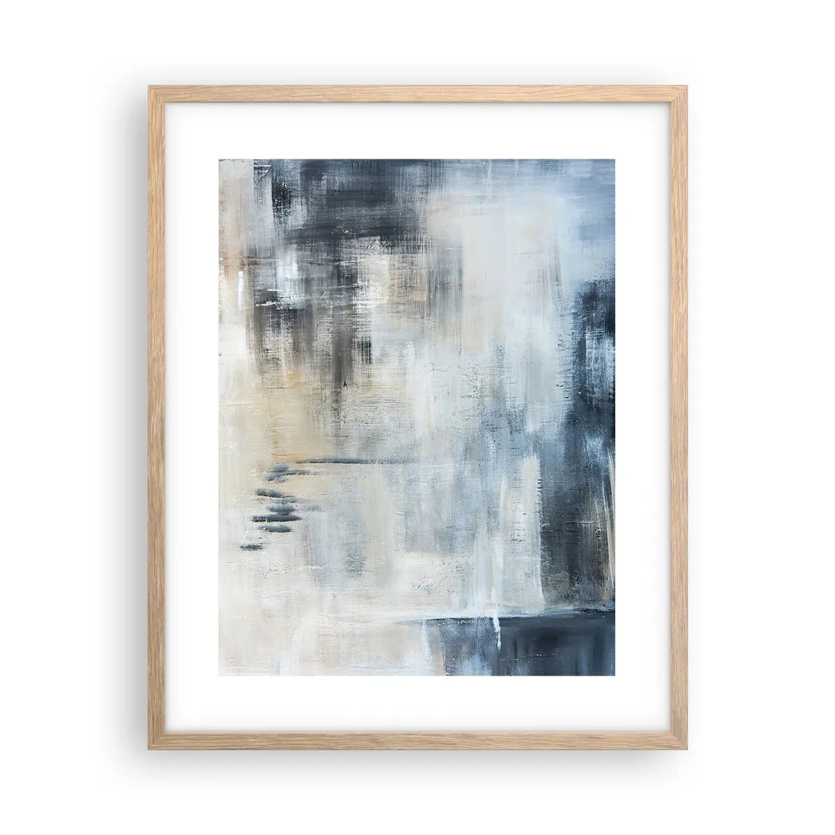 Póster en marco roble claro - Detrás de un velo azul - 40x50 cm