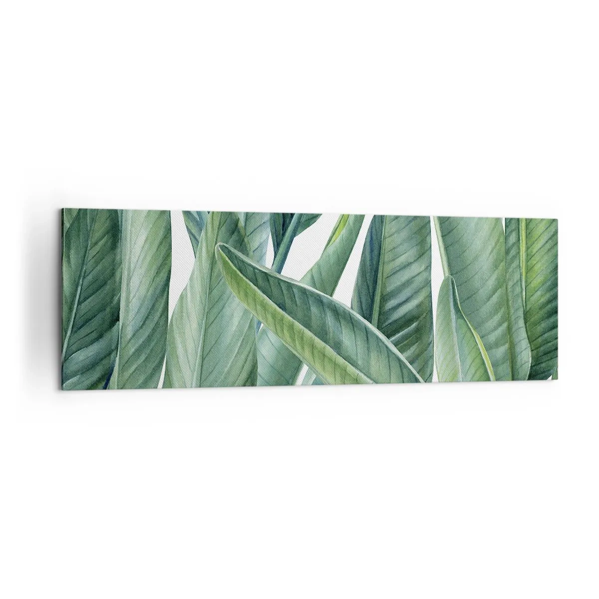 Cuadro sobre lienzo - Impresión de Imagen - Hojas verdes en un estilo botánico minimalista. - 160x50cm - Vegetación en estado puro - Decoración de pared moderna para salón y dormitorio ARTTOR