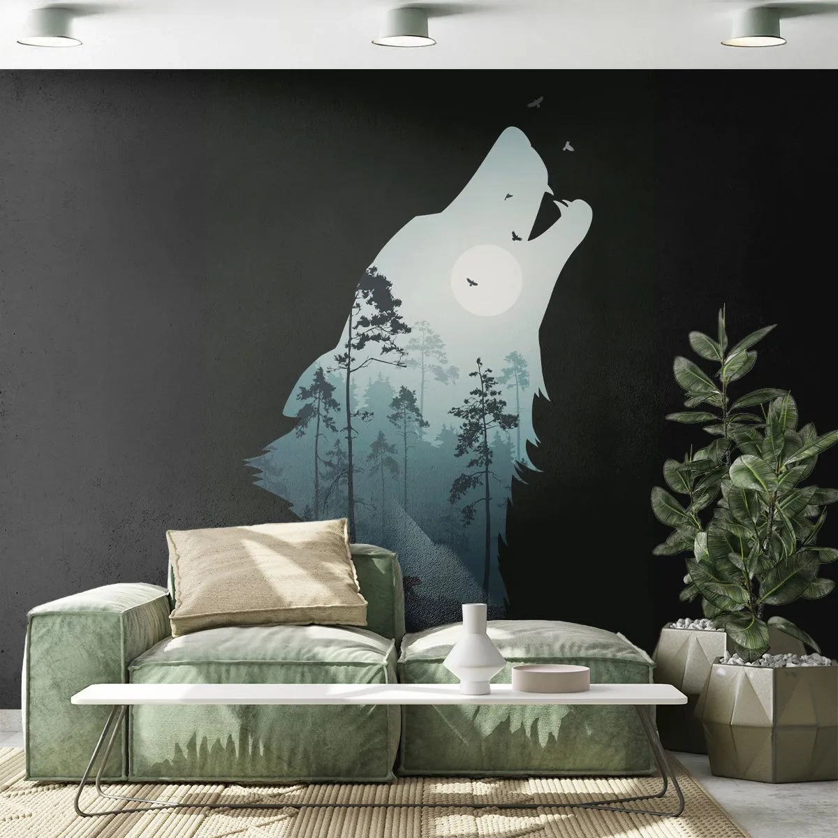 Fotomural Premium Canvas - Voz de la noche del bosque - Abstracción, Oso, Cueva - 250x175 cm