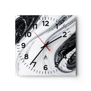 Reloj de pared - Reloj de vidrio - Combinando opuestos - 40x40 cm