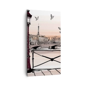 Cuadro sobre lienzo - Impresión de Imagen - Sobre los tejados de París - 45x80 cm