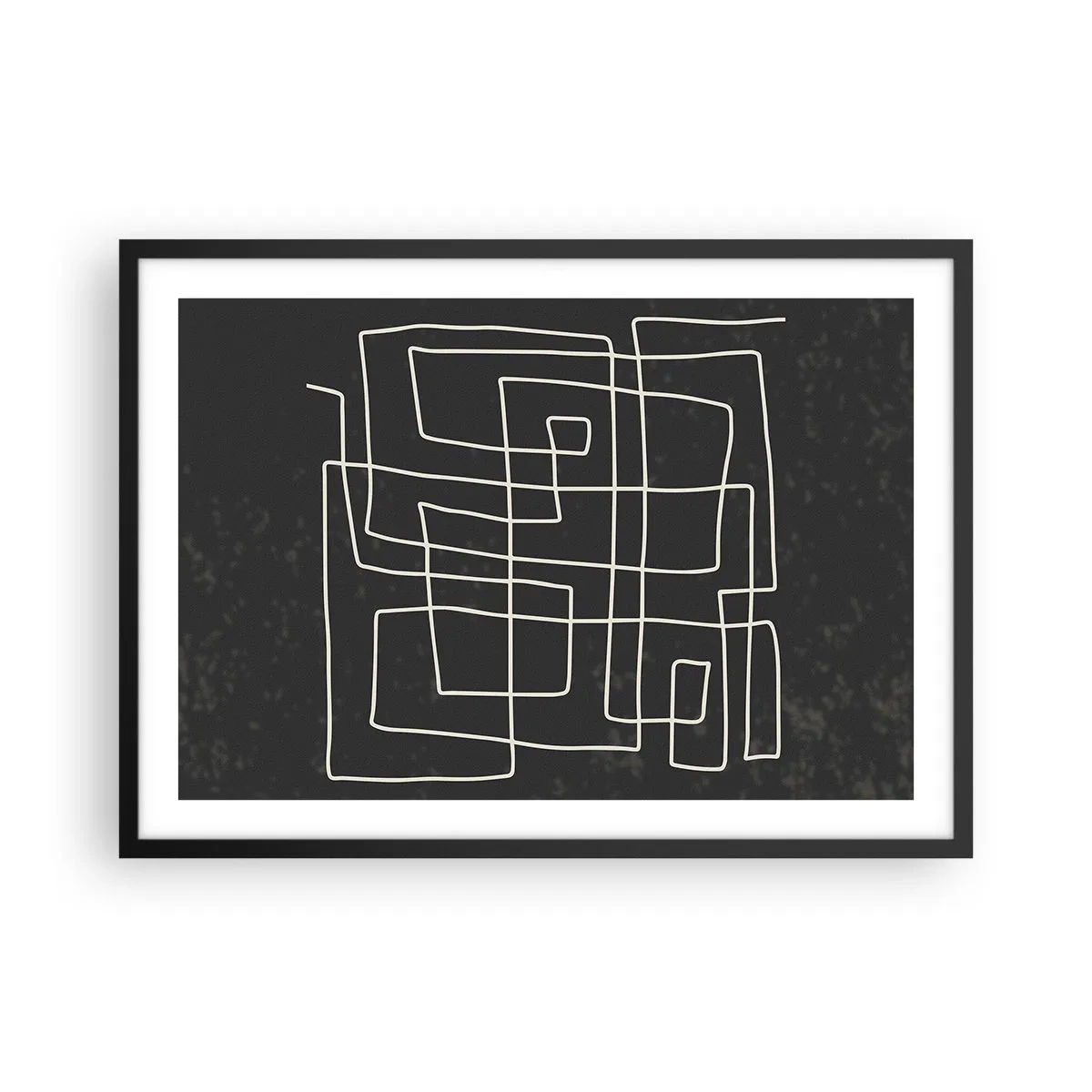 Póster en marco negro - Patrón geométrico abstracto sobre un fondo oscuro - 70x50cm - No es tan sencillo - Decoración de pared moderna para salón y dormitorio ARTTOR