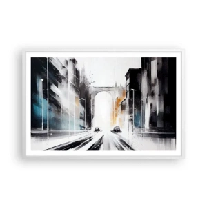 Póster en marco blanco - Estudio de la ciudad: arquitectura y movimiento - 91x61 cm