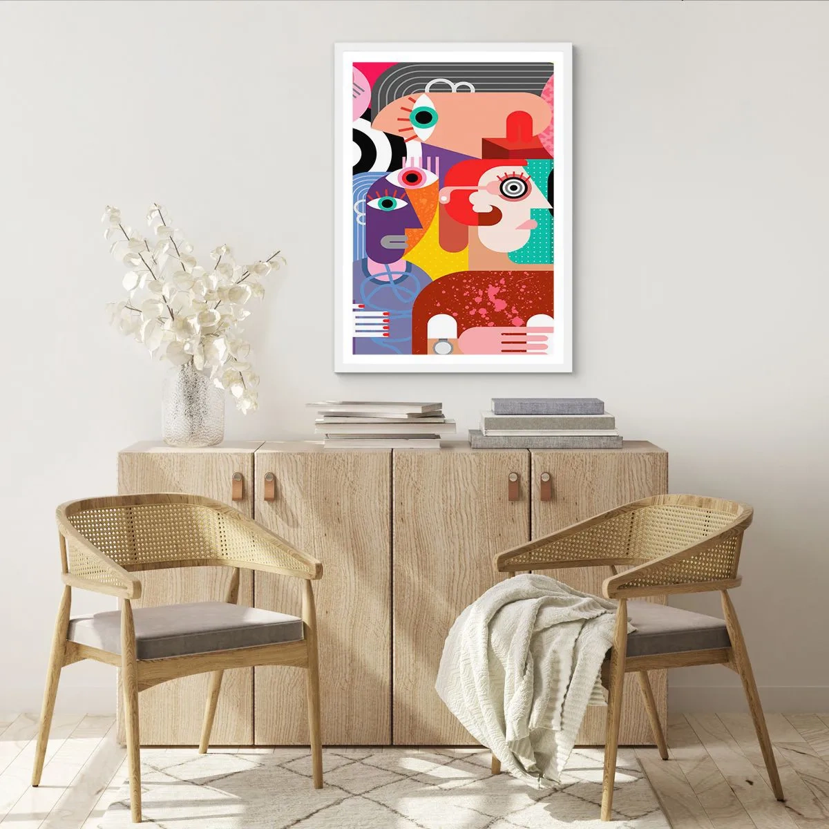 Póster en marco blanco - Estilo Picasso - 50x70 cm