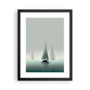 Póster en marco negro - Día de niebla en alta mar - 30x40 cm
