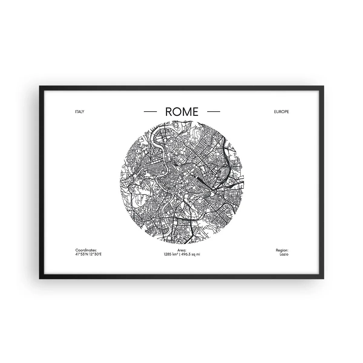 Póster en marco negro - Anatomía de Roma - 91x61 cm