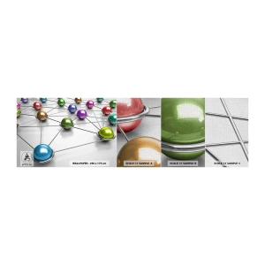 Muestra de fotomural Premium Canvas - Una red cósmica - Abstracción, bolas de metal, 3D - 100x30 cm