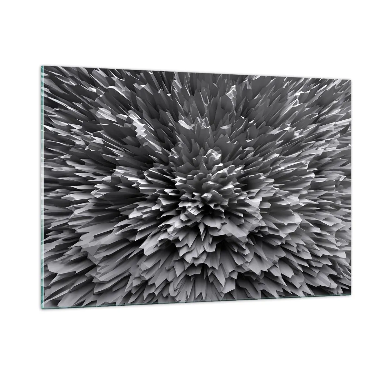 Cuadro sobre vidrio - Impresiones sobre Vidrio - Estructura 3D abstracta en blanco y negro con bordes afilados - 120x80cm - No puede ser más afilado - Decoración de pared moderna para salón y dormitorio ARTTOR