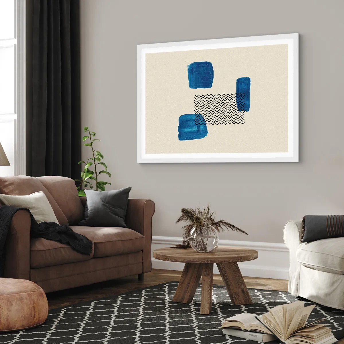 Póster en marco blanco - Un cuarteto abstracto - 100x70 cm