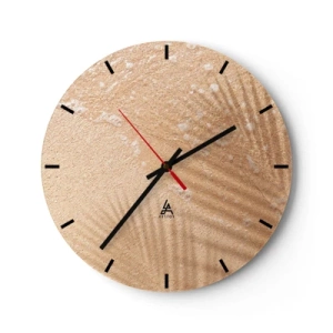 Reloj de pared - Reloj de vidrio - Primer plano de arena dorada con suaves olas del mar. - 30x30cm - La sombra de un verano caluroso - Decoración de pared moderna para salón, cocina y dormitorio ARTTOR