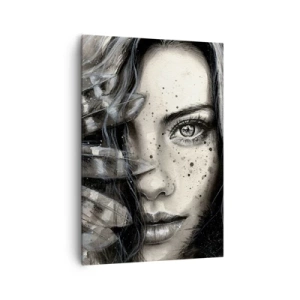 Cuadro sobre lienzo - Impresión de Imagen - Retrato artístico de una mujer con detalles abstractos. - 70x100cm - Belleza salvaje - Decoración de pared moderna para salón y dormitorio ARTTOR