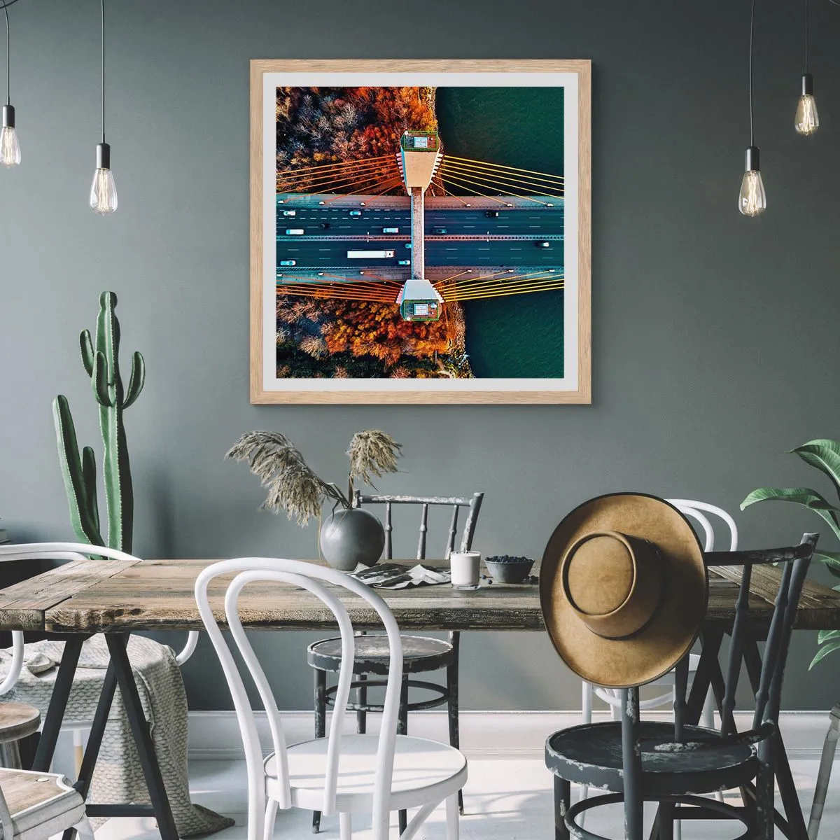 Póster en marco roble claro - Más allá de las aguas, más allá de los bosques - 50x50 cm