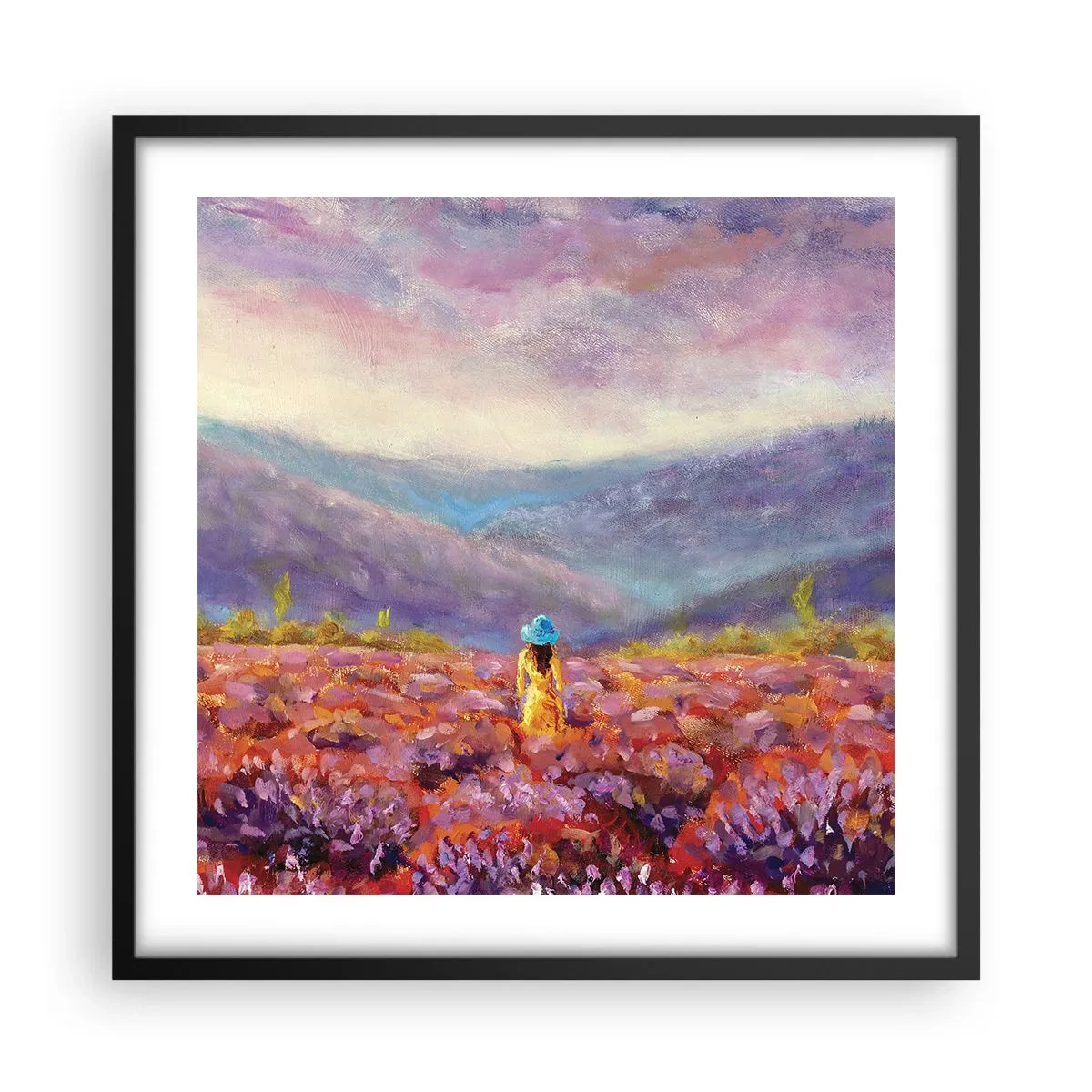 Póster en marco negro - En un mundo de lavanda - 50x50 cm