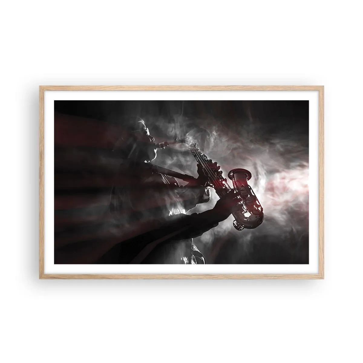 Póster en marco roble claro - En el vapor del jazz - 91x61 cm