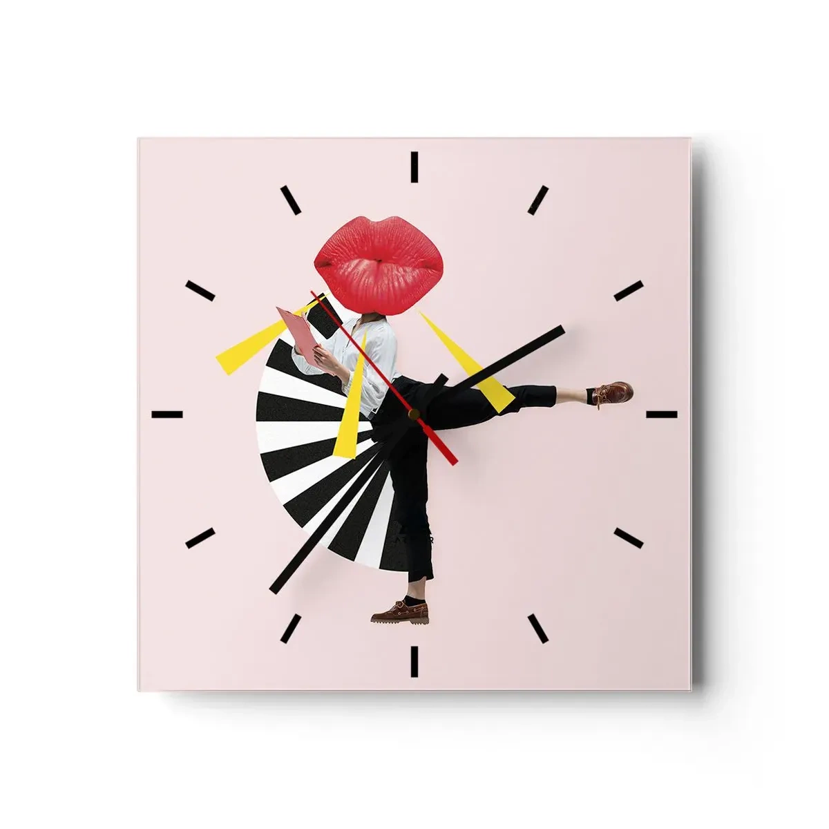 Reloj de pared - Reloj de vidrio - Arte pop surrealista - 40x40 cm