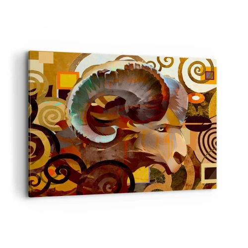 Cuadro sobre lienzo - Impresión de Imagen - Un carnero simbólico en una composición abstracta. - 100x70cm - Magia - religiones - rituales - Decoración de pared moderna para salón y dormitorio ARTTOR