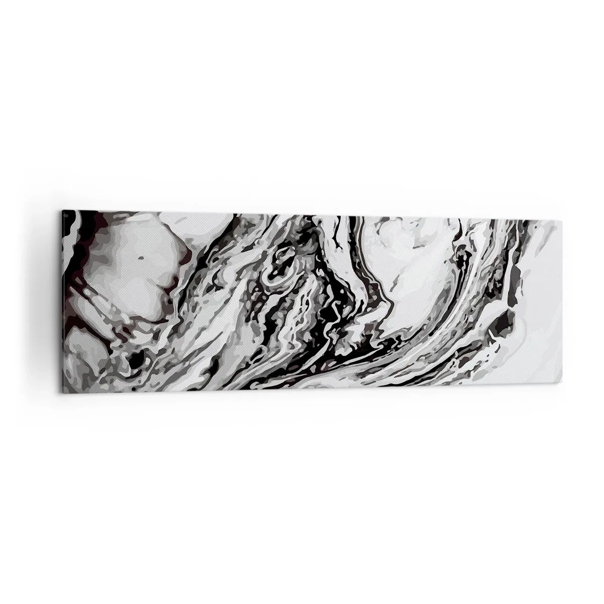 Cuadro sobre lienzo - Impresión de Imagen - Patrón de mármol abstracto en blanco y negro - 160x50cm - Al principio existía el caos - Decoración de pared moderna para salón y dormitorio ARTTOR