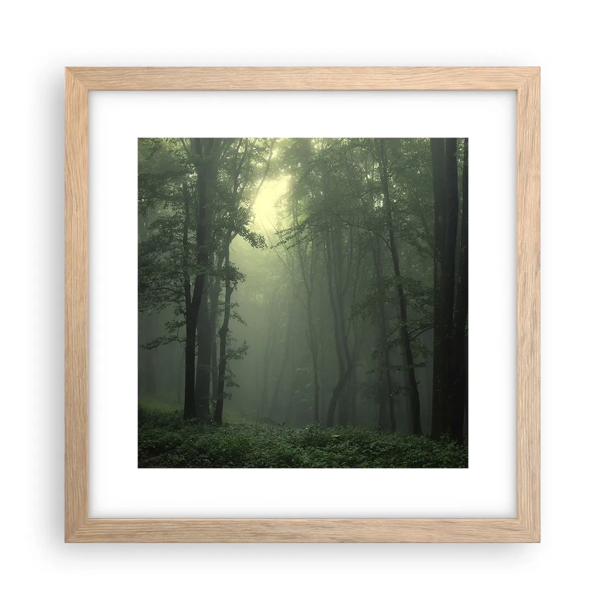 Póster en marco roble claro - Antes de que se despierte el bosque - 30x30 cm