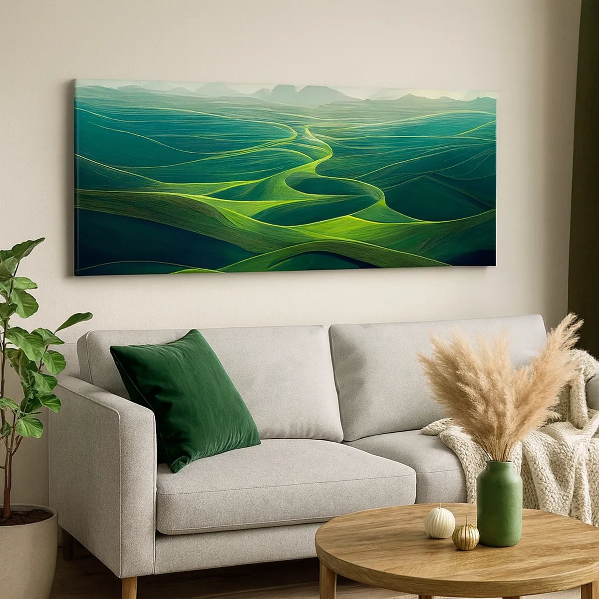 Cuadro sobre lienzo - Impresión de Imagen - Valles en tonos verdes - 30x30 cm