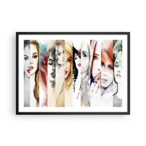 Póster en marco negro - Una colección de retratos de mujeres en varios estilos artísticos. - 70x50cm - Y siempre eres tú - Decoración de pared moderna para salón y dormitorio ARTTOR