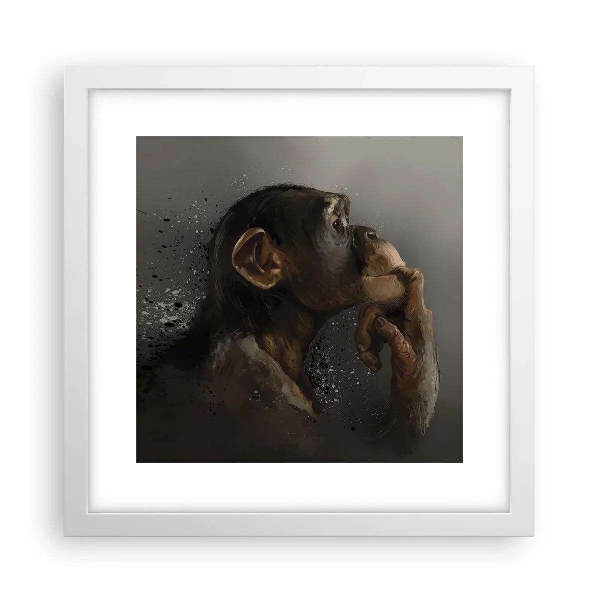 Póster en marco blanco - La evolución del pensador - 30x30 cm