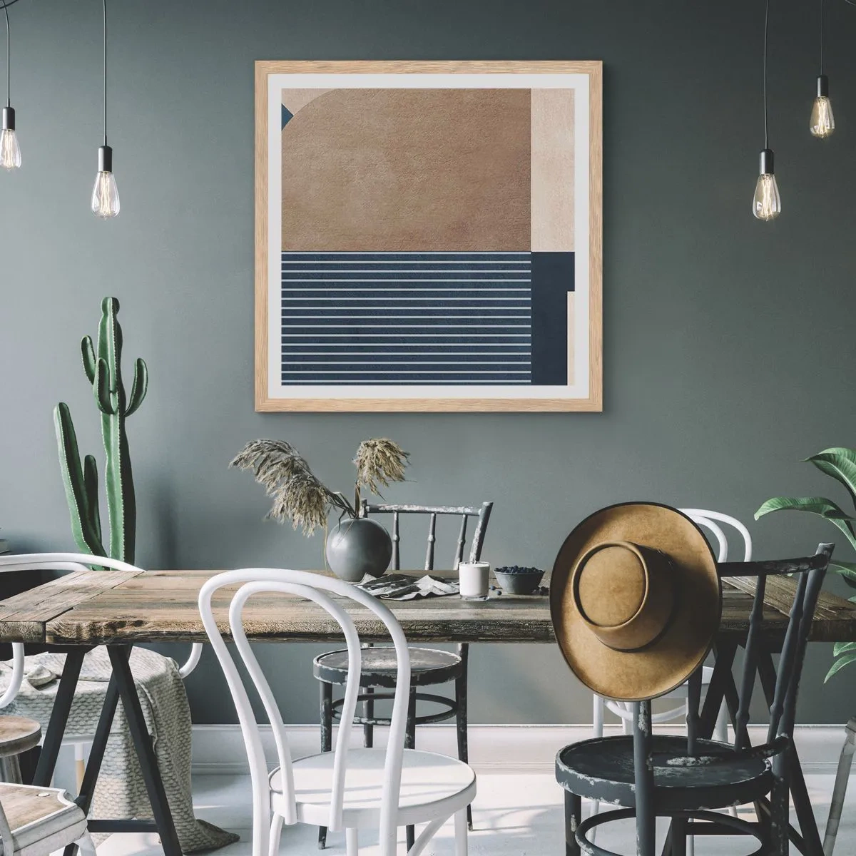 Póster en marco roble claro - Composición de sencillez y redondez - 60x60 cm