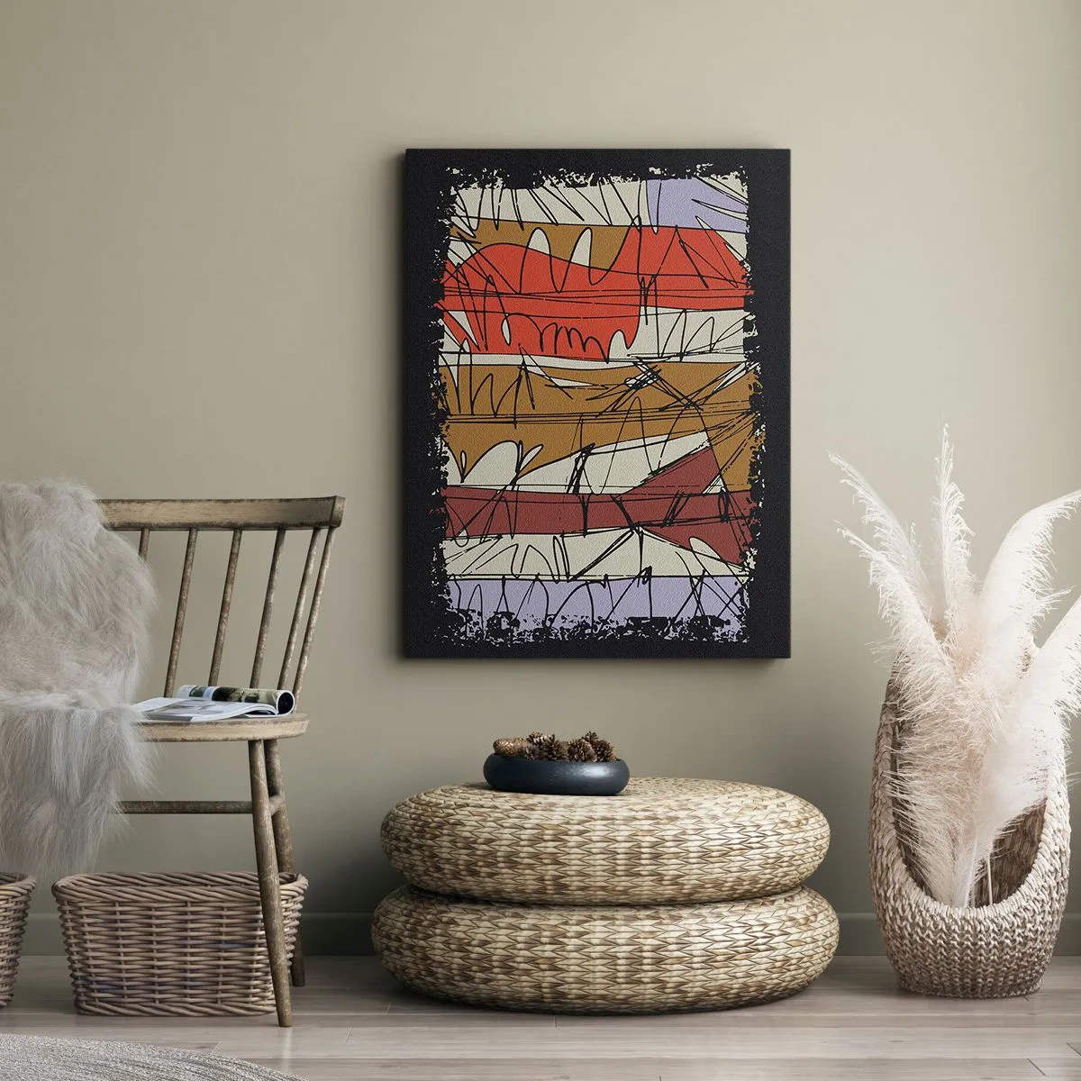 Cuadro sobre lienzo - Impresión de Imagen - Composición espontánea - 55x100 cm