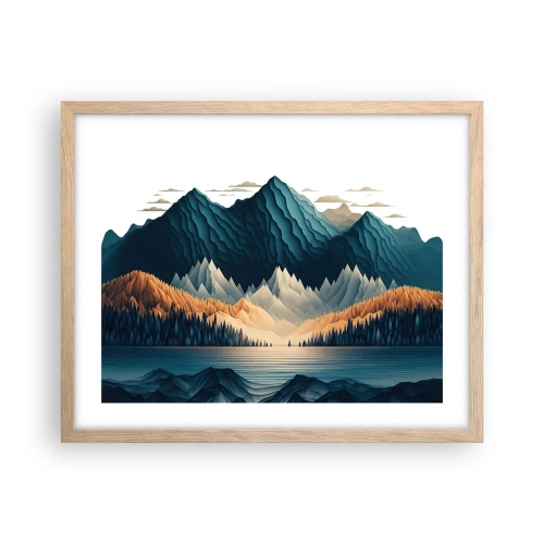 Póster en marco roble claro - Paisaje perfecto de montañas - 50x40 cm