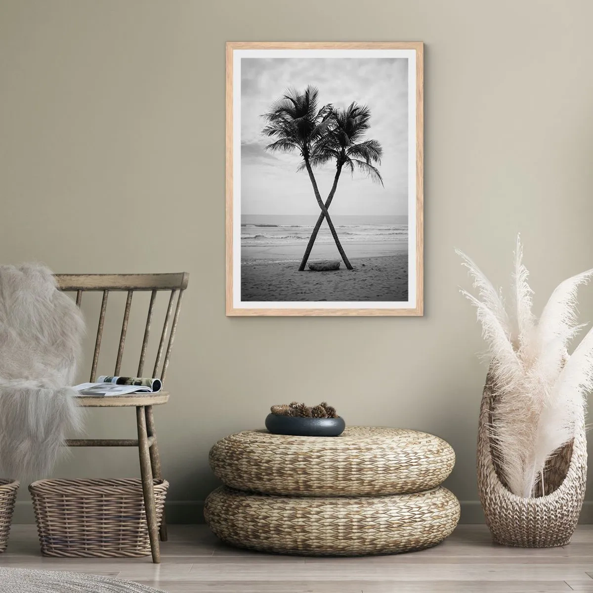 Póster en marco roble claro - Las eternas inquilinas de la playa - 70x100 cm