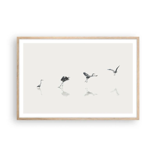 Póster en marco roble claro - Cuatro sencillos pasos para despegar - 91x61 cm