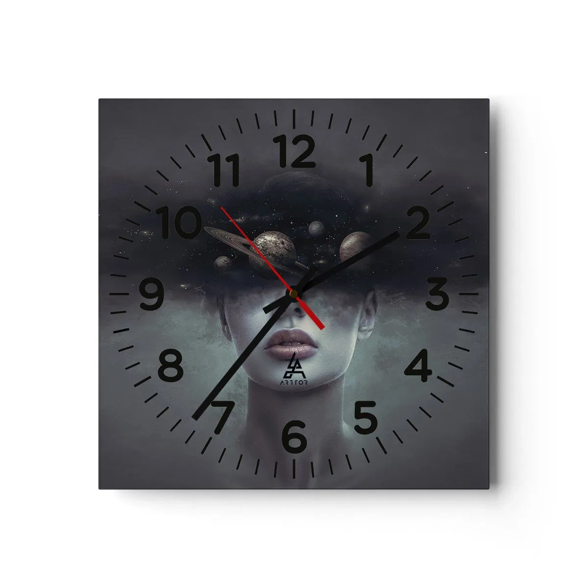 Reloj de pared - Reloj de vidrio - Y los planetas sienten... - 30x30 cm