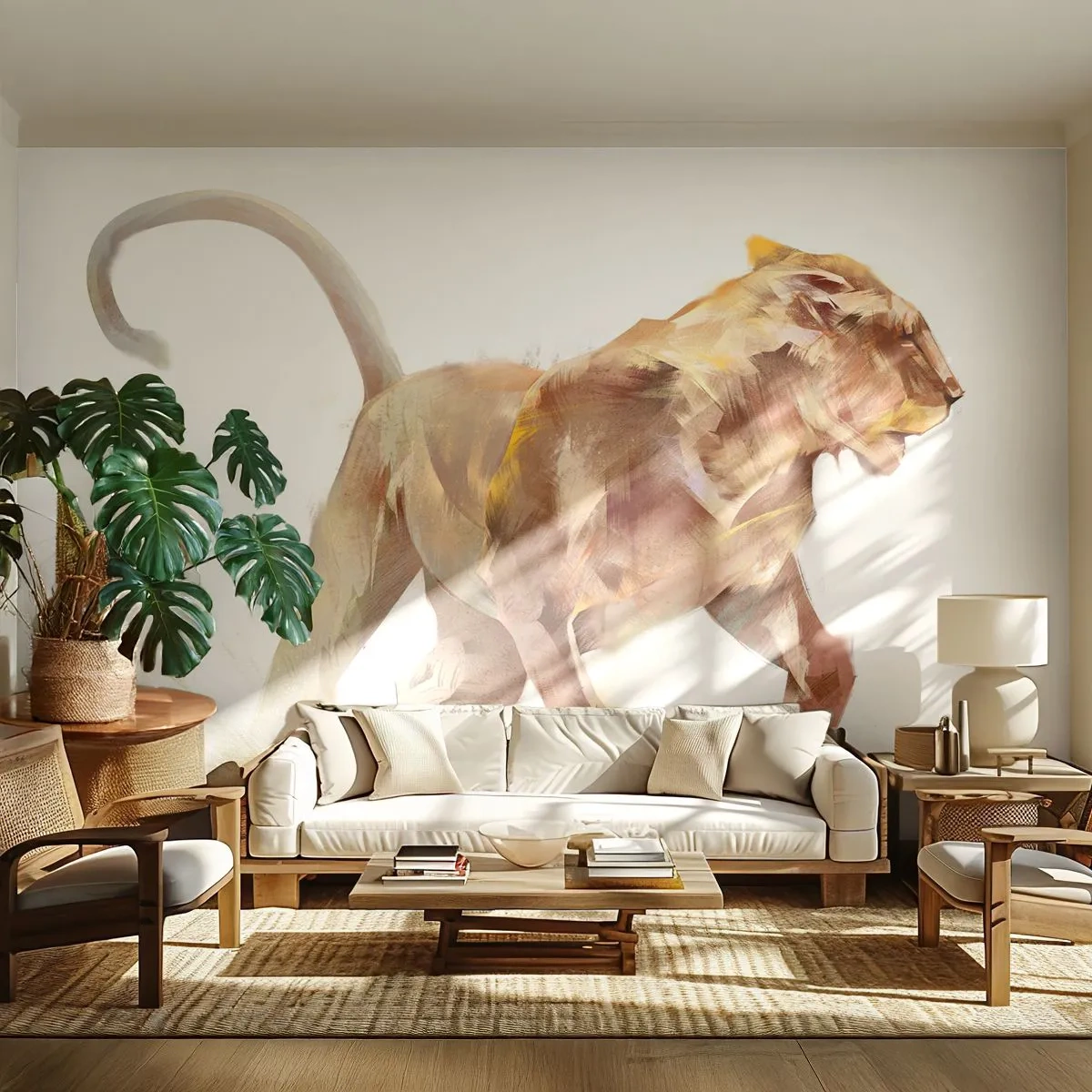Fotomural Standard Eco - Gracia salvaje - animales, León, Abstracción - 250x175 cm