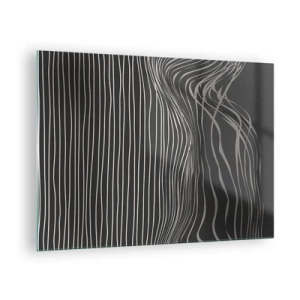 Cuadro sobre vidrio - Impresiones sobre Vidrio - Líneas delicadas en un arreglo abstracto sobre un fondo oscuro. - 70x50cm - Ritmo y acento - Decoración de pared moderna para salón y dormitorio ARTTOR