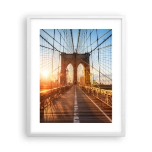 Póster en marco blanco - En el puente dorado - 40x50 cm
