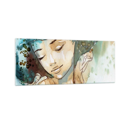 Cuadro sobre vidrio - Impresiones sobre Vidrio - Dama de azul - 100x40 cm