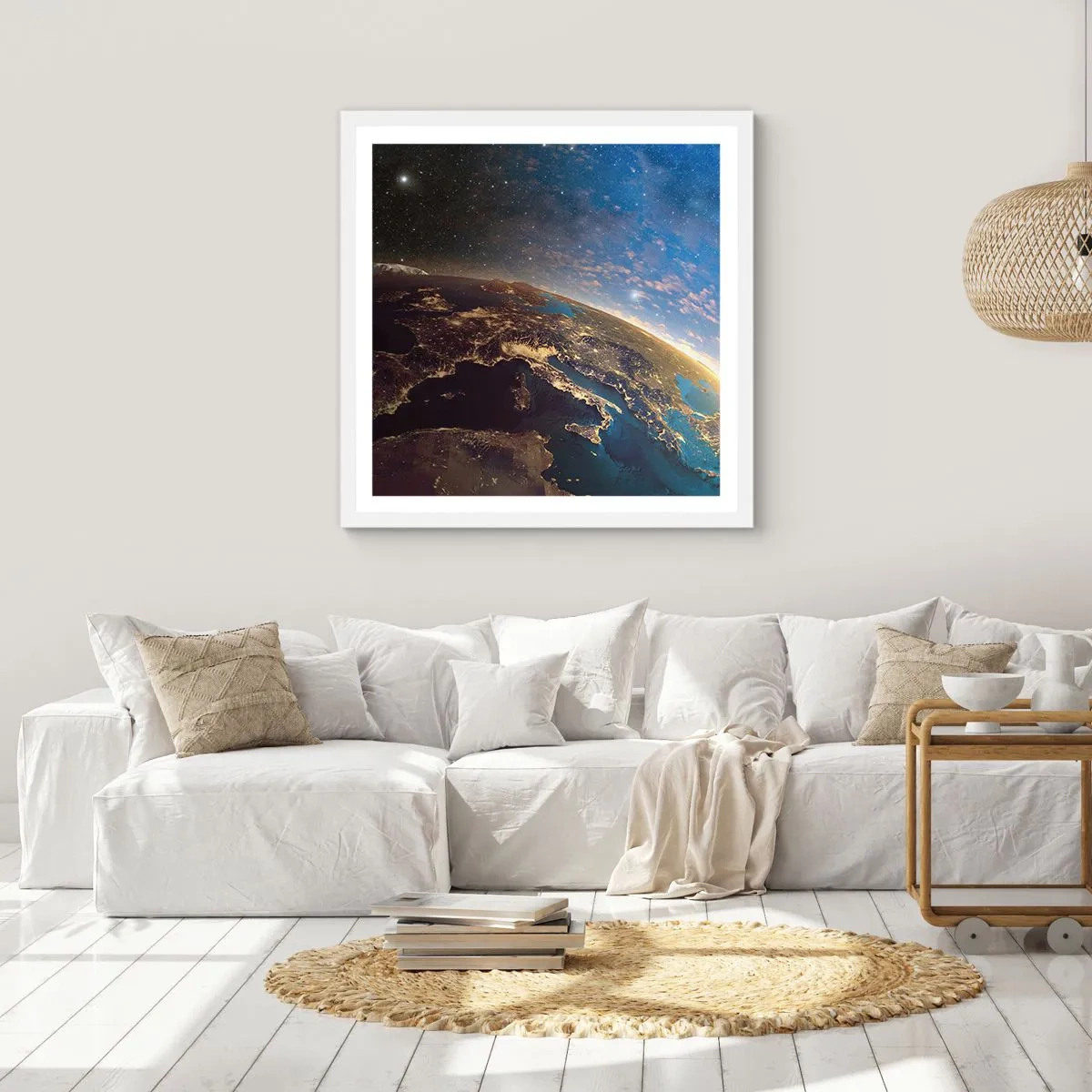 Póster en marco blanco - Mirémonos a nosotros mismos desde la distancia - 60x60 cm