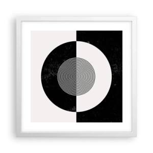 Póster en marco blanco - Armonía en blanco y negro - 40x40 cm