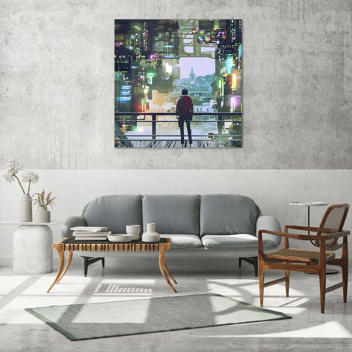 Cuadro sobre vidrio - Impresiones sobre Vidrio - Dos mundos - 70x70 cm