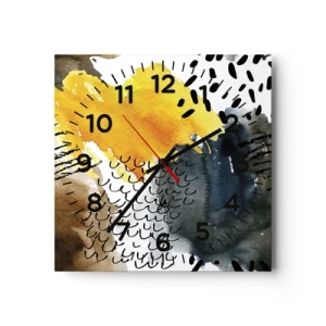 Reloj de pared - Reloj de vidrio - Reunión de los elementos - 40x40 cm