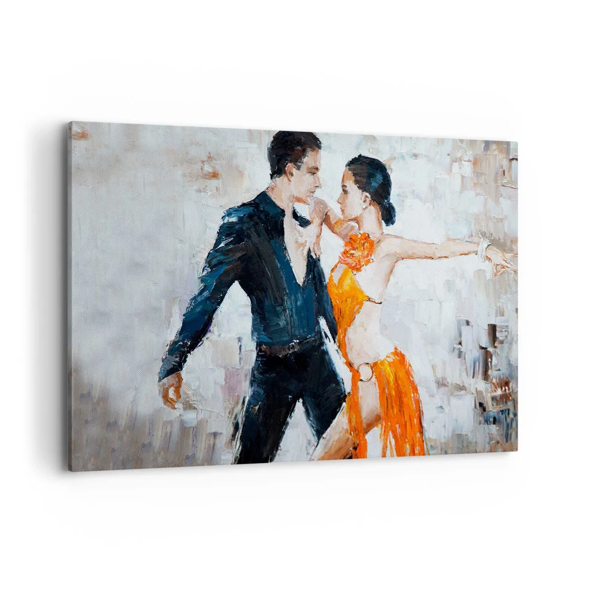 Cuadro sobre lienzo - Impresión de Imagen - Una pareja dinámica bailando al estilo latinoamericano. - 120x80cm - Dirty dancing - Decoración de pared moderna para salón y dormitorio ARTTOR