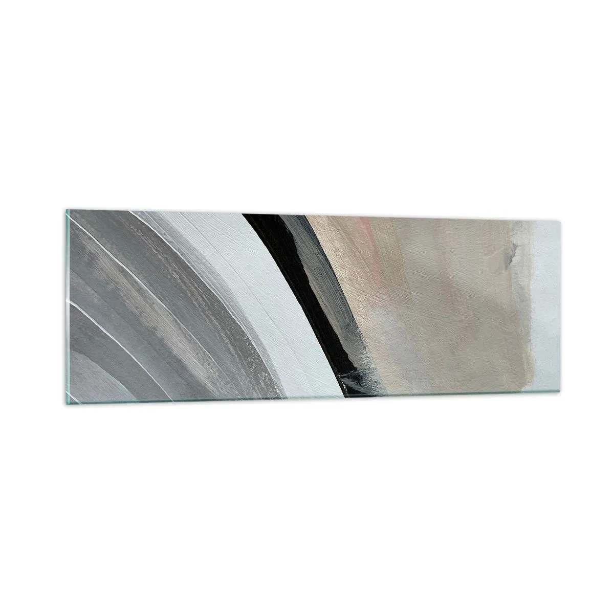 Cuadro sobre vidrio - Impresiones sobre Vidrio - Composición: un arco negro y gris - 90x30 cm