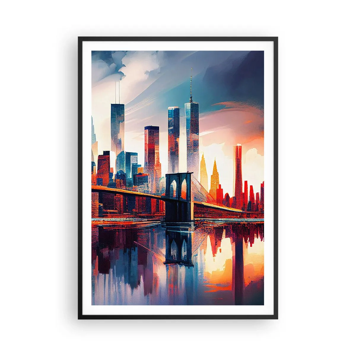 Póster en marco negro - Nueva York siempre luce - 70x100 cm