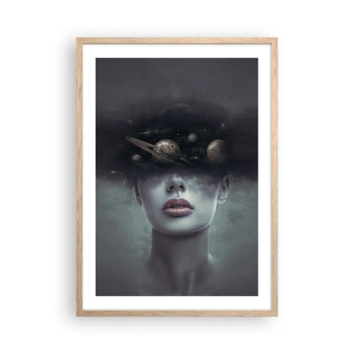 Póster en marco roble claro - Y los planetas sienten... - 50x70 cm