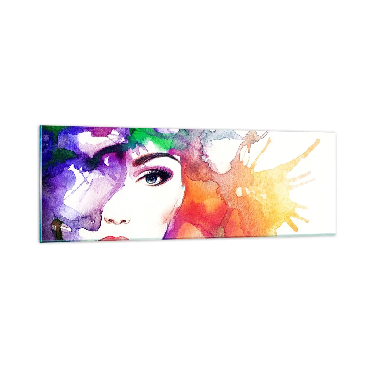 Cuadro sobre vidrio - Impresiones sobre Vidrio - Con la cabeza en las nubes - 90x30 cm