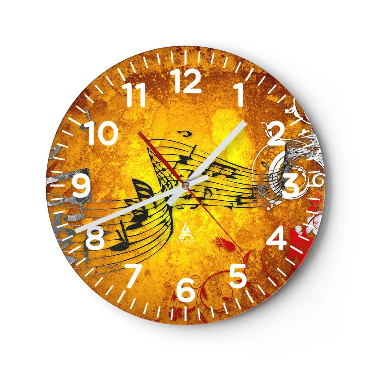 Reloj de pared - Reloj de vidrio - Deja que la música fluya - 40x40 cm