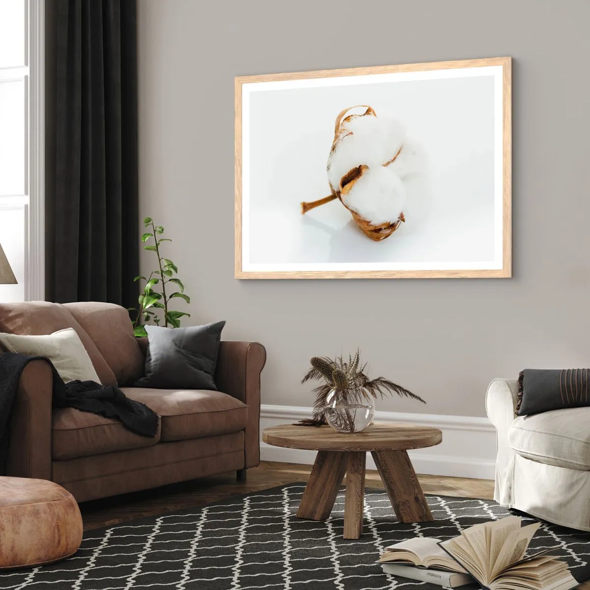 Póster en marco roble claro - Suave por naturaleza - 100x70 cm