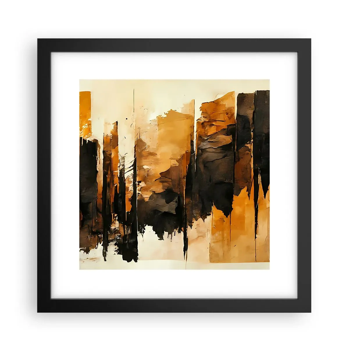 Póster en marco negro - Armonía de negro y oro - 30x30 cm