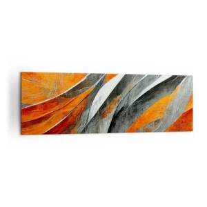 Cuadro sobre lienzo - Impresión de Imagen - Líneas abstractas en tonos naranja y gris. - 160x50cm - Calor y frío - Decoración de pared moderna para salón y dormitorio ARTTOR