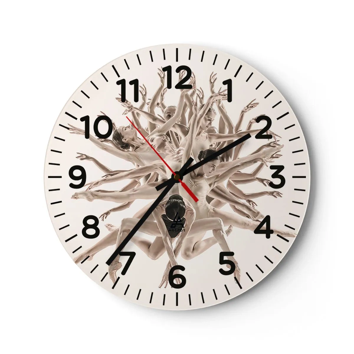 Reloj de pared - Reloj de vidrio - Floreciendo en la danza - 30x30 cm